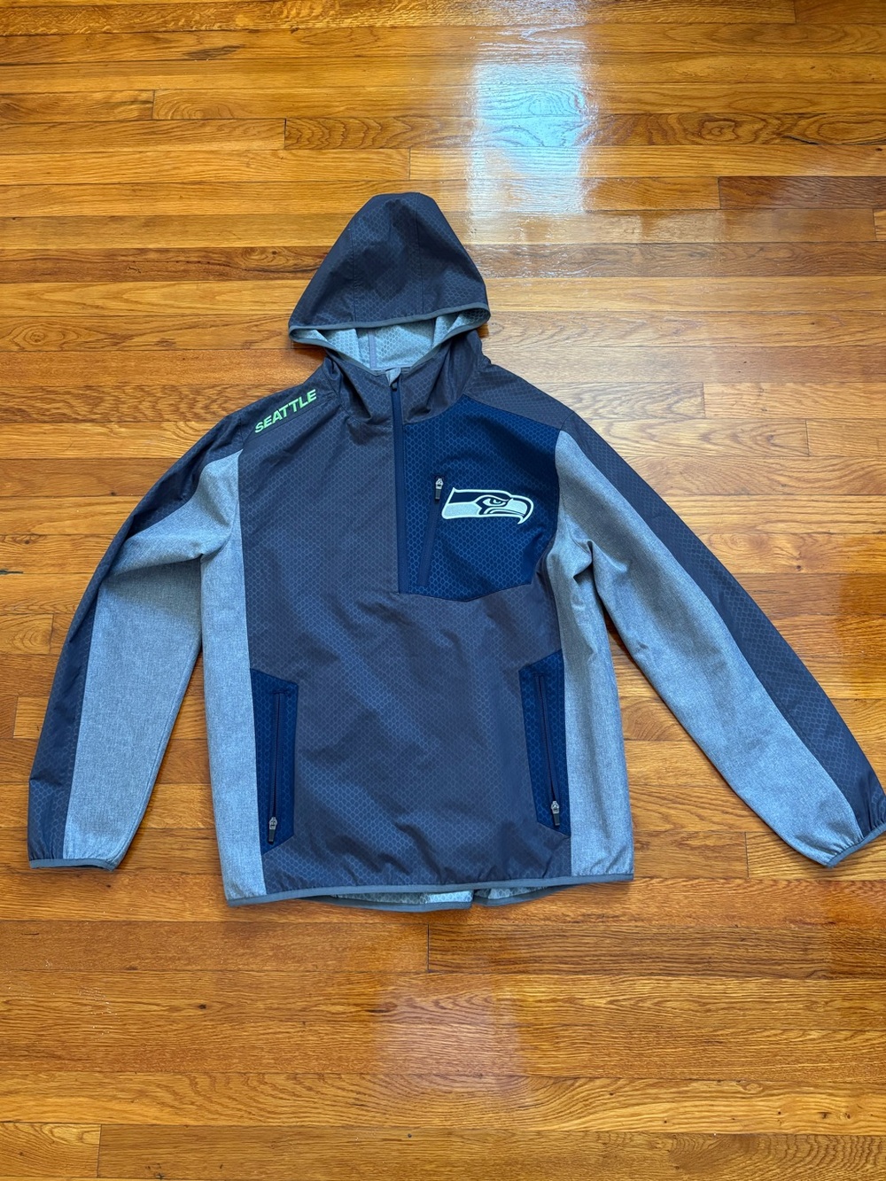 NFL Seattle Seahawks Navy & Gray Hooded Windbreaker